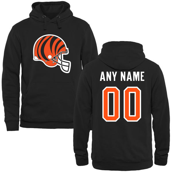 Men Cincinnati Bengals Black Custom Name & Number Helmet Pullover Hoodie->customized nfl jersey->Custom Jersey